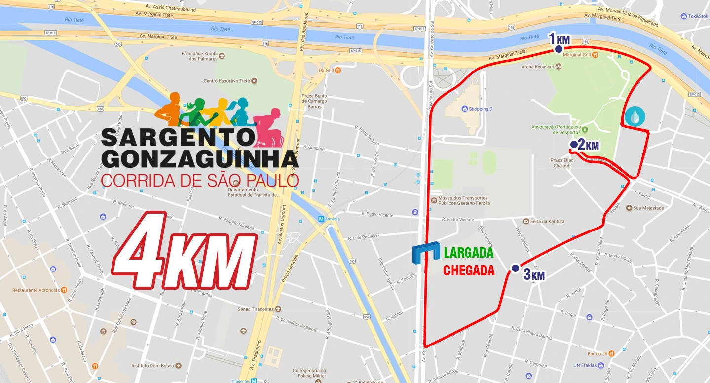 Mapa detalhado do percurso da Corrida 4km.